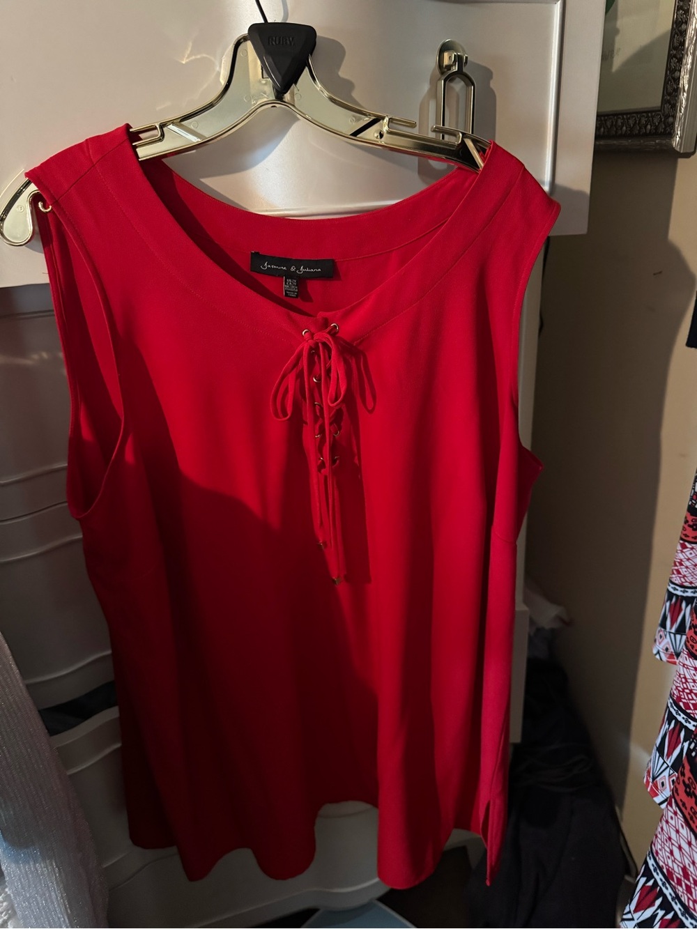 Jessica London Bright Red Lace-Up Sleeveless Tank